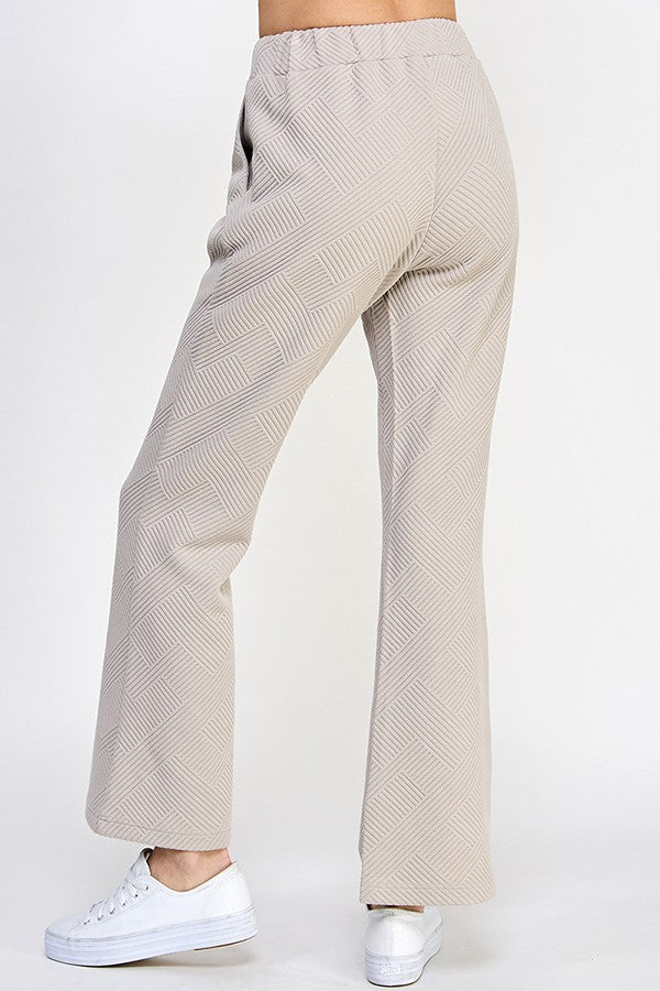 Textured Puff Sleeve Pants Set