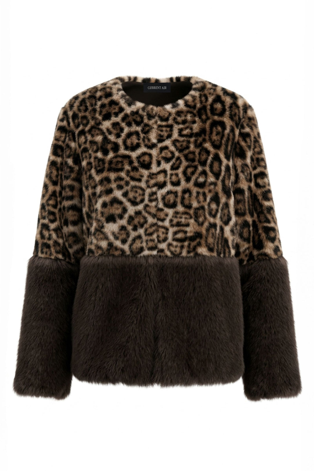 Harlow Jacket in Brown-Leopard - cropped leopard faux fur jacket
