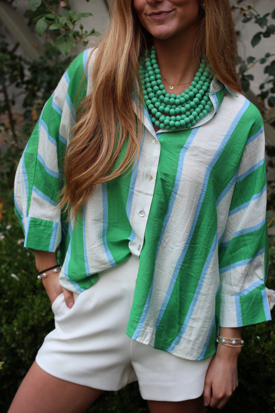 Summer Stripes Button Down Top