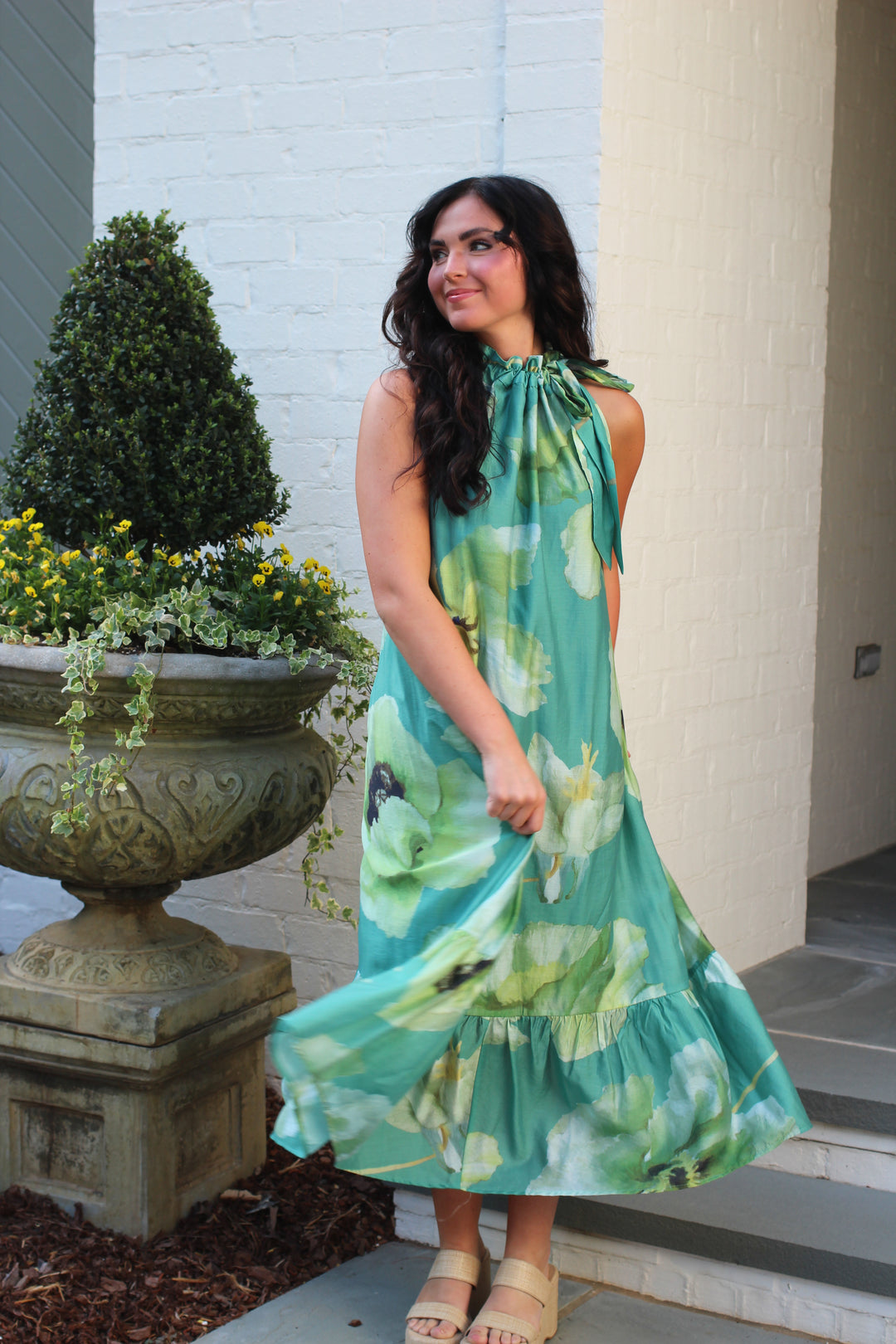 Floral Breeze High Neck Dress