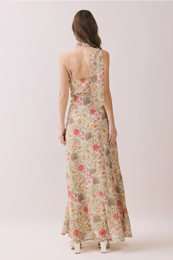 Scarf Neck Cowl Floral Maxi