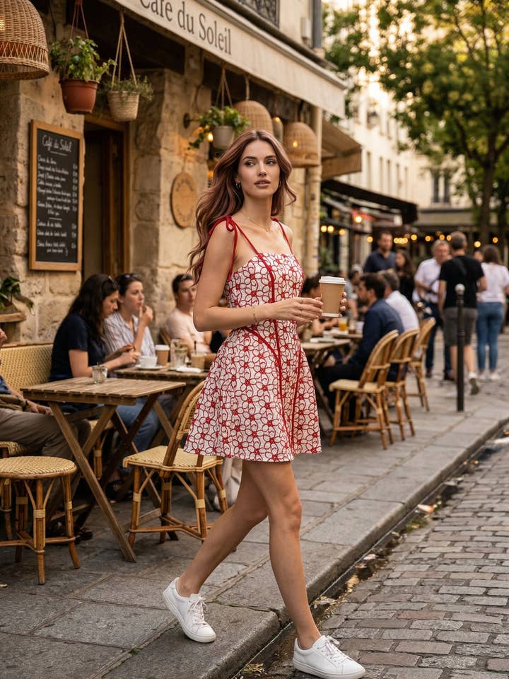 Café Colette Mini Dress - white/red