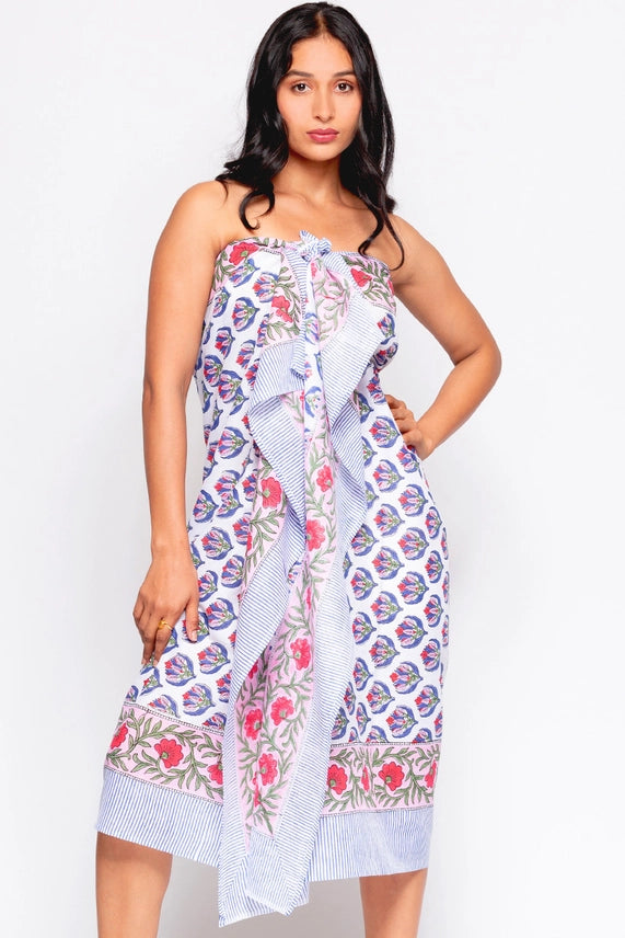 Sanuda Sarong Navy And Fuchsia