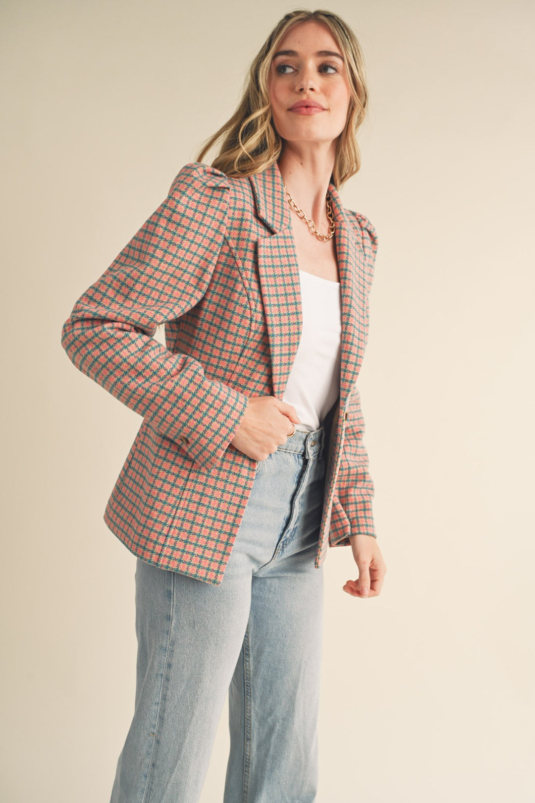 Girly Houndstooth Blazer