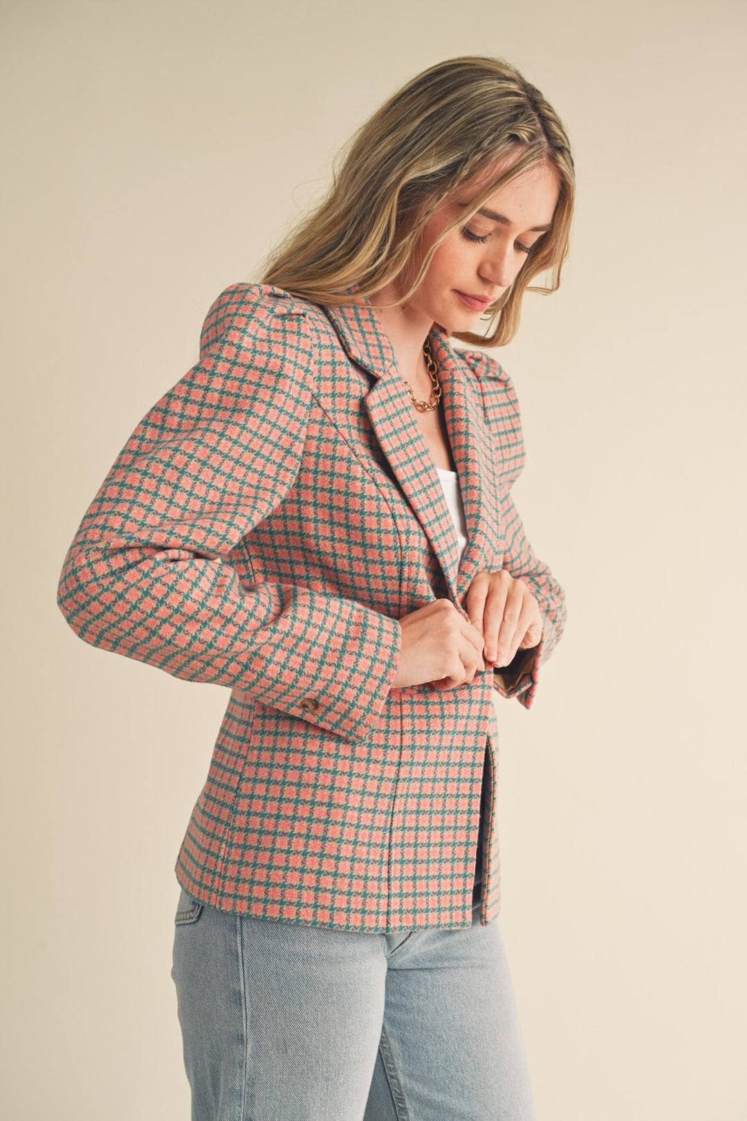 Girly Houndstooth Blazer