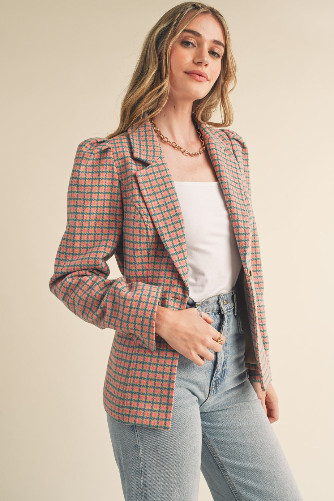 Girly Houndstooth Blazer