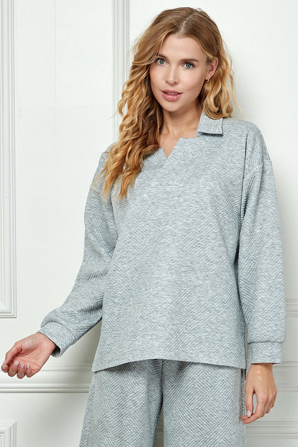 Long Sleeve Textured Pants Set