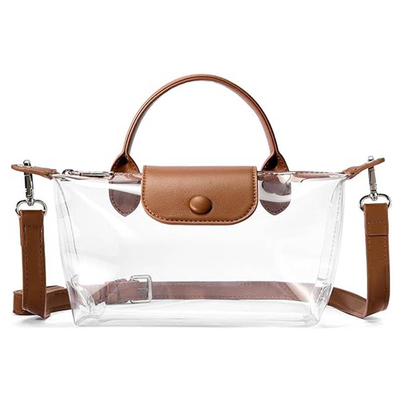 Clear Stadium Mini Crossbody Bag in Brown