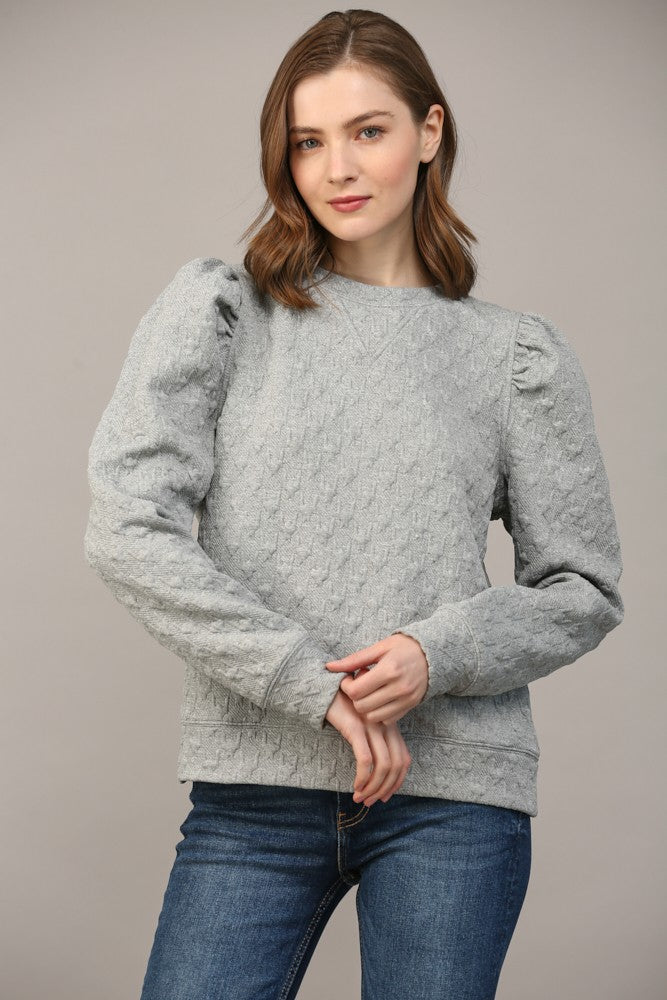 Houndstooth Embossed Elevated Sweatshirt