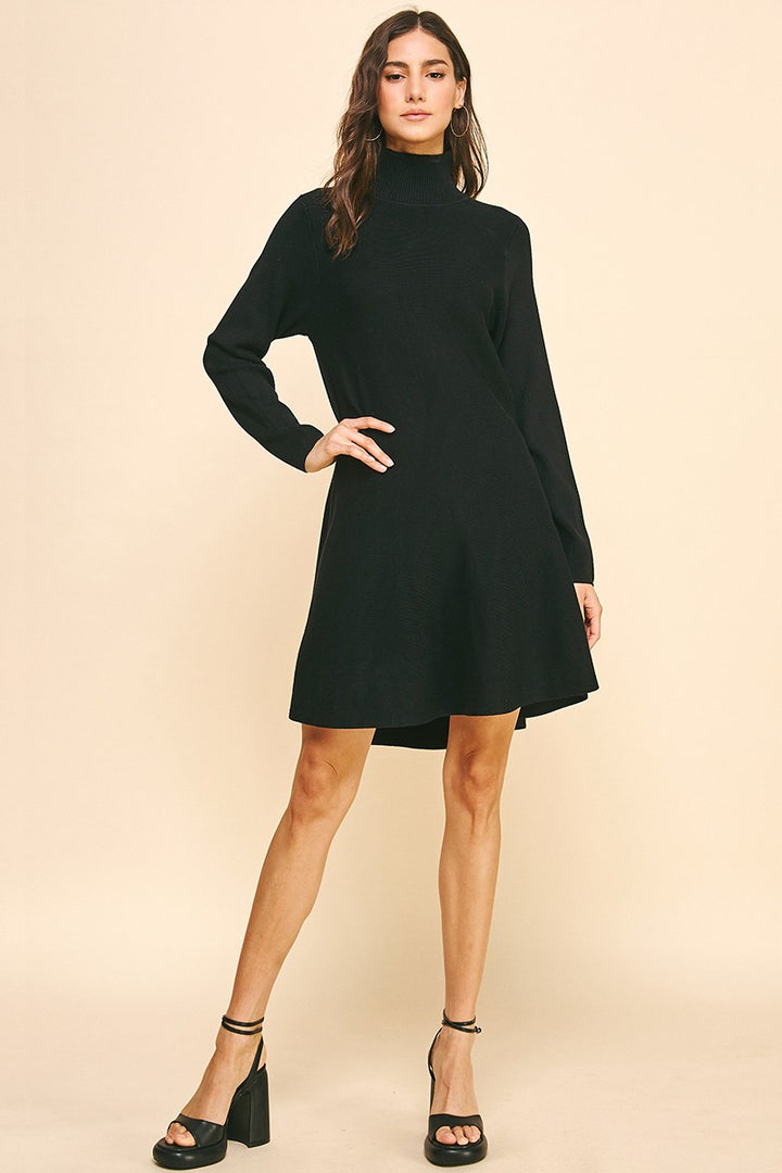 Fit & Flare Turtleneck Dress