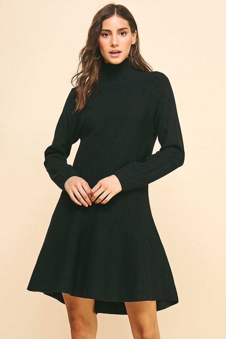 Fit & Flare Turtleneck Dress