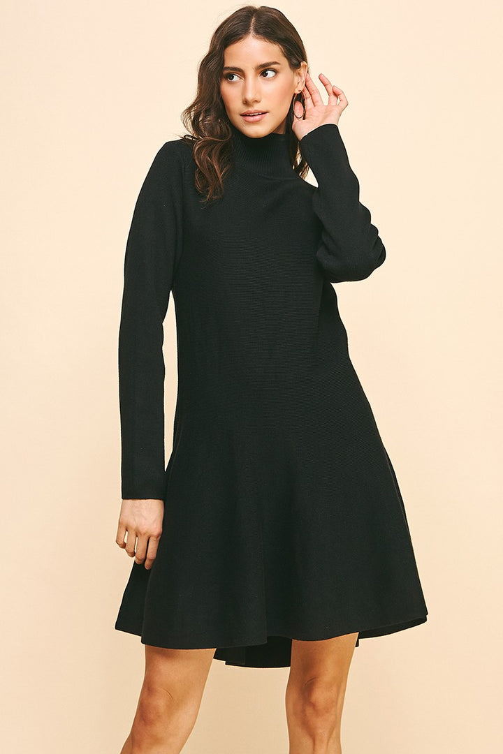 Fit & Flare Turtleneck Dress