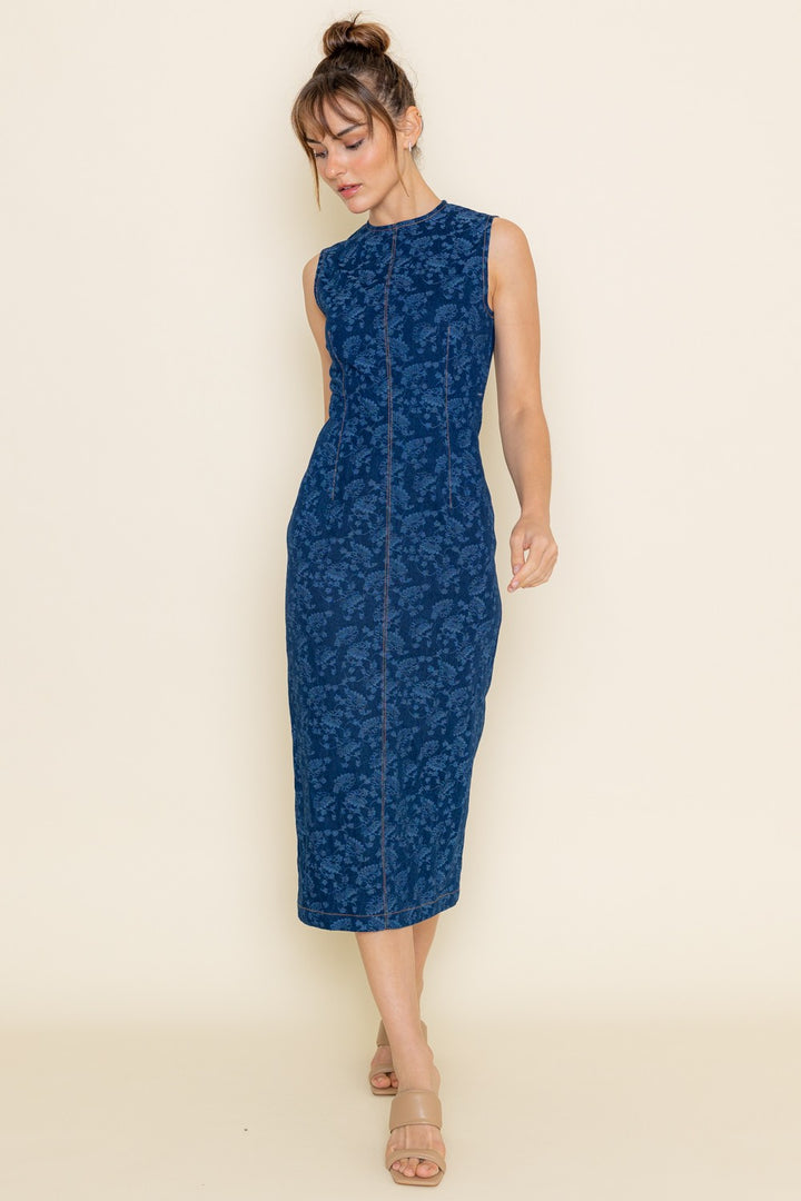 Denim Jaquard Midi Dress