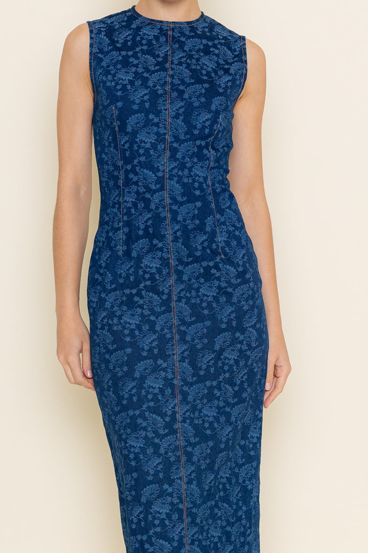 Denim Jaquard Midi Dress