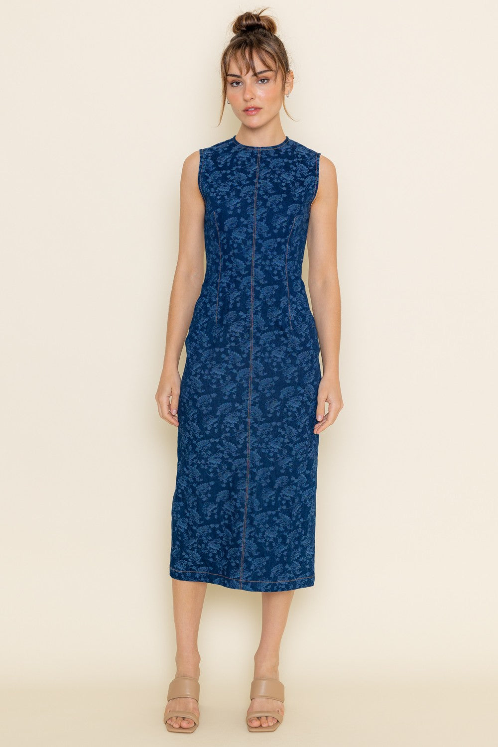 Denim Jaquard Midi Dress