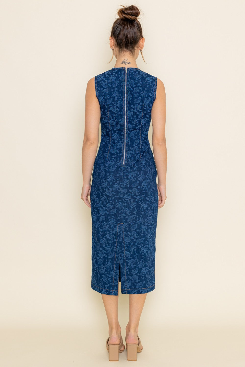 Denim Jaquard Midi Dress