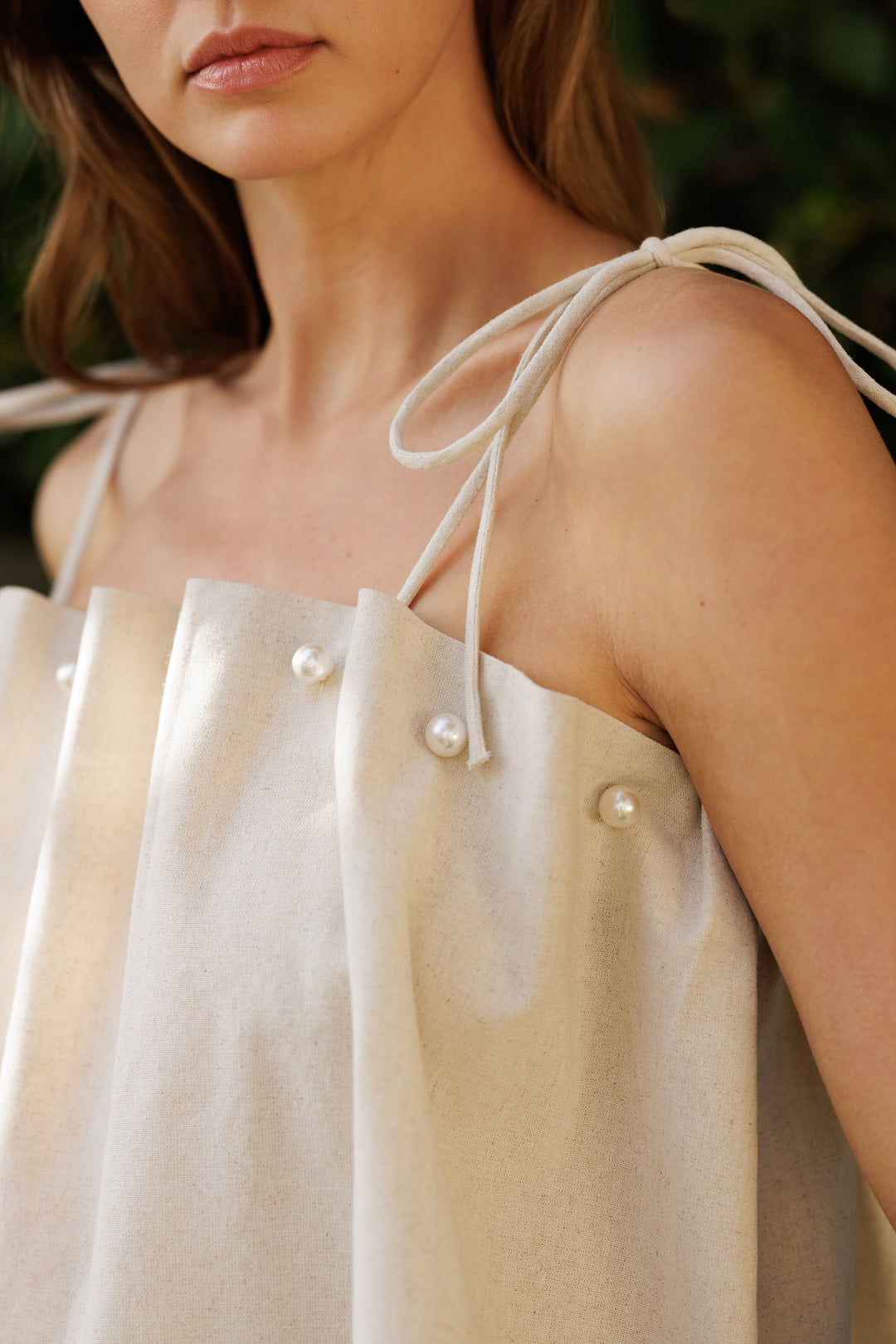 Pearly Linen Top