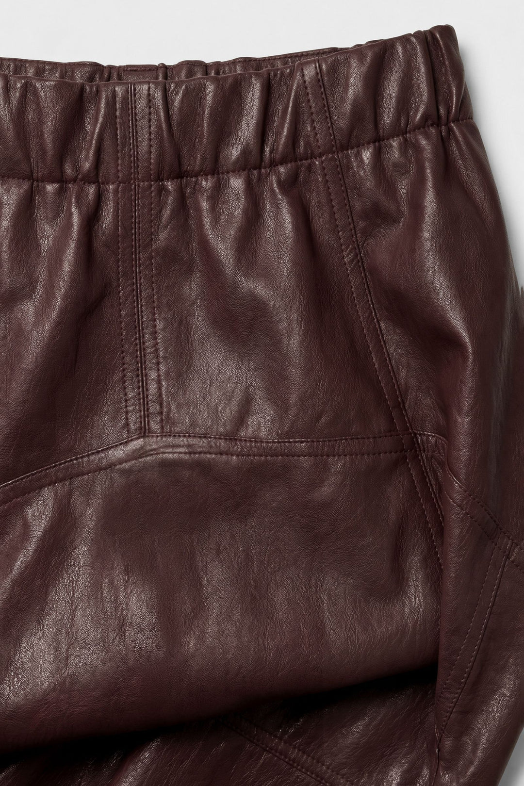 Mallory Skirt in Burgundy - faux leather A-line midi skirt