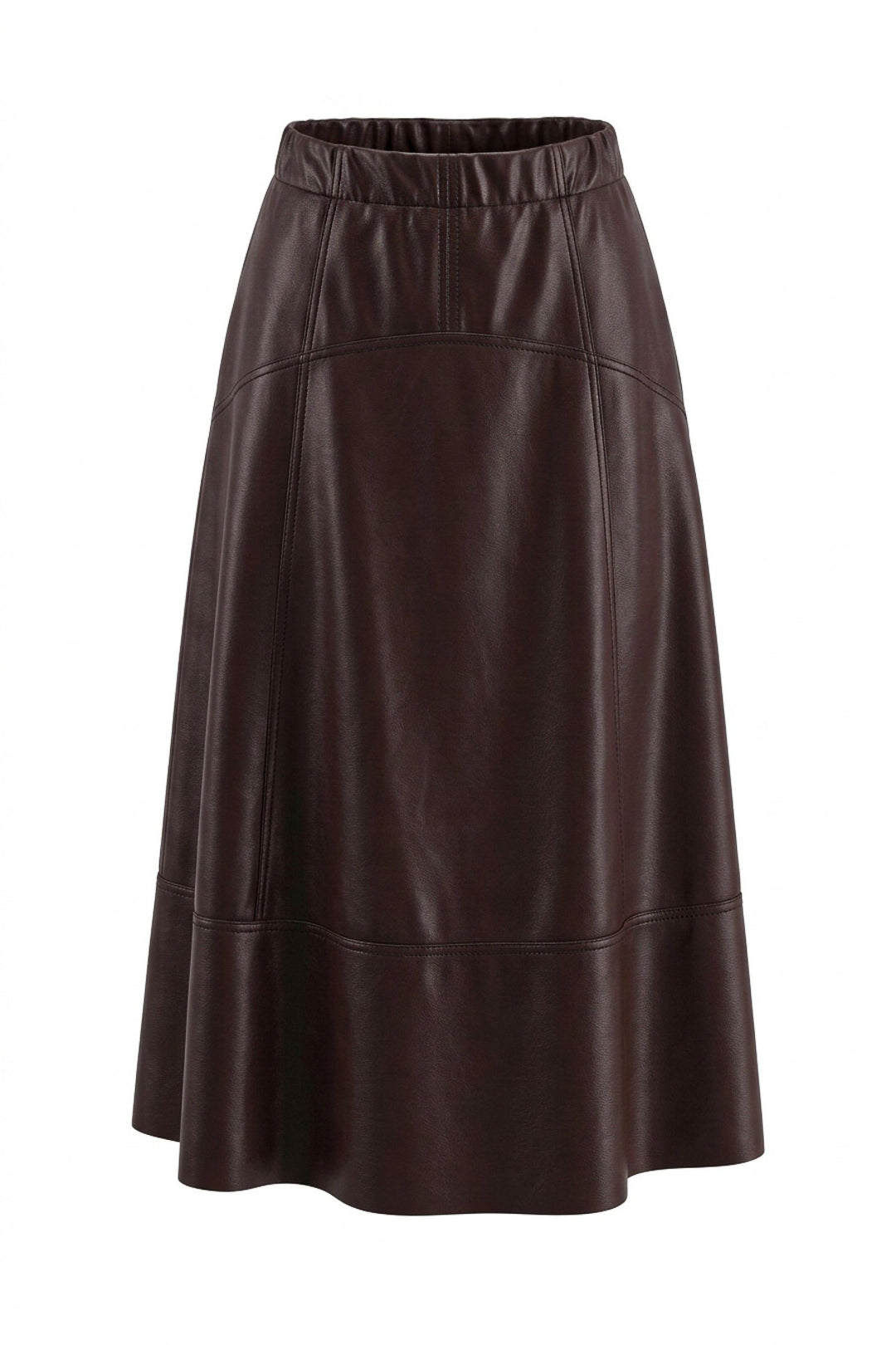 Mallory Skirt in Burgundy - faux leather A-line midi skirt