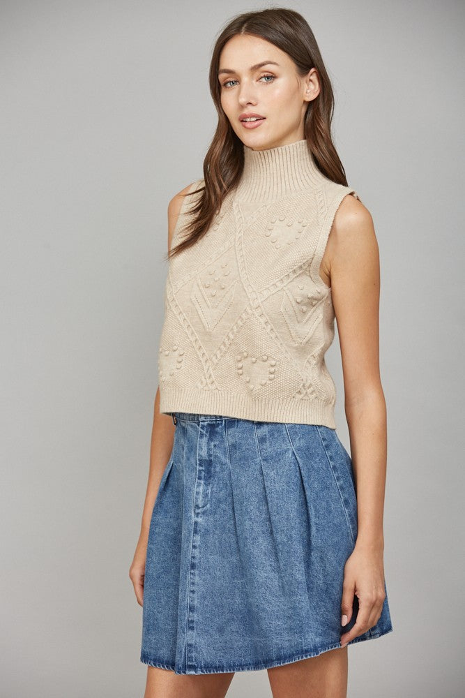 Cable Knit Sleeveless Sweater