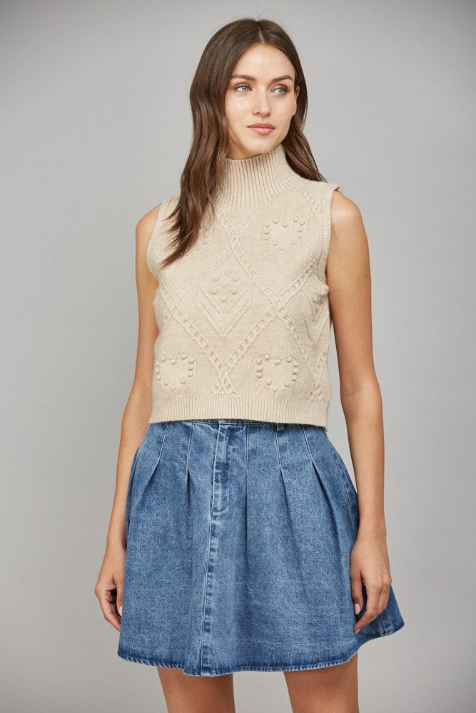 Cable Knit Sleeveless Sweater