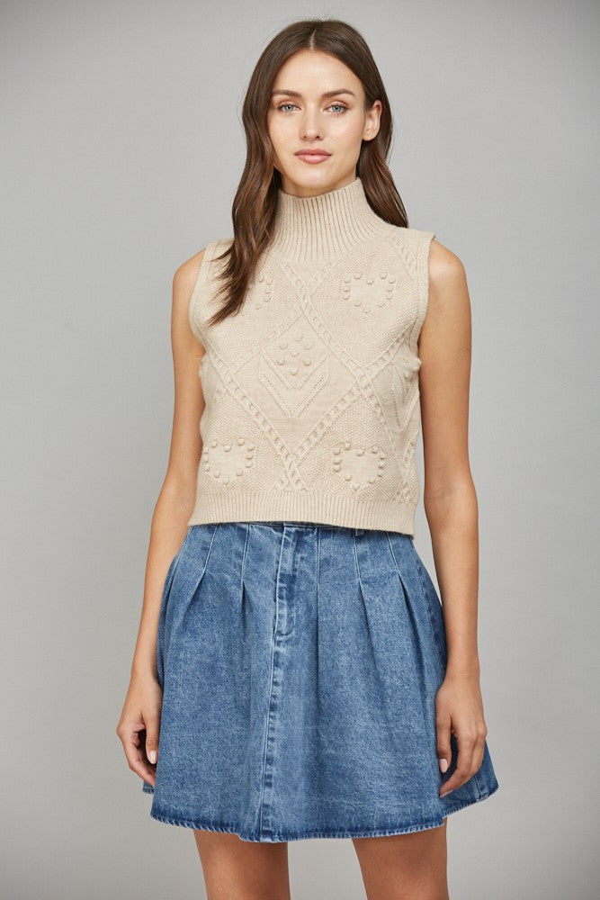 Cable Knit Sleeveless Sweater