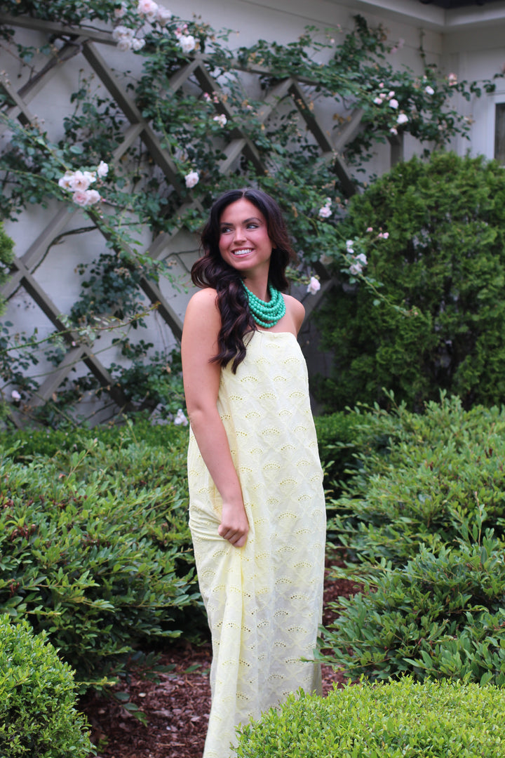 Sunshine Eyelet Strapless Dress