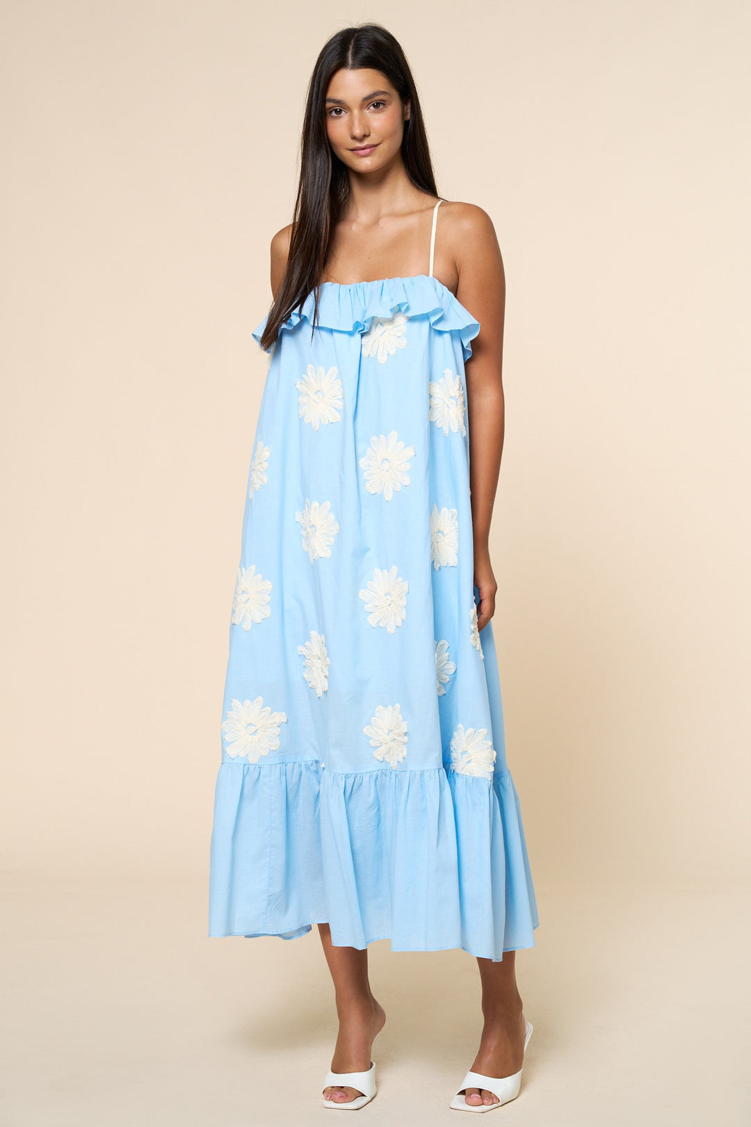 Embroidered Flower Flowy Maxi Dress | Blue Embroidered Maxi ShopPapori.com Embroidered Flower Flowy Maxi Dress | Blue Embroidered Maxi ShopPapori.com