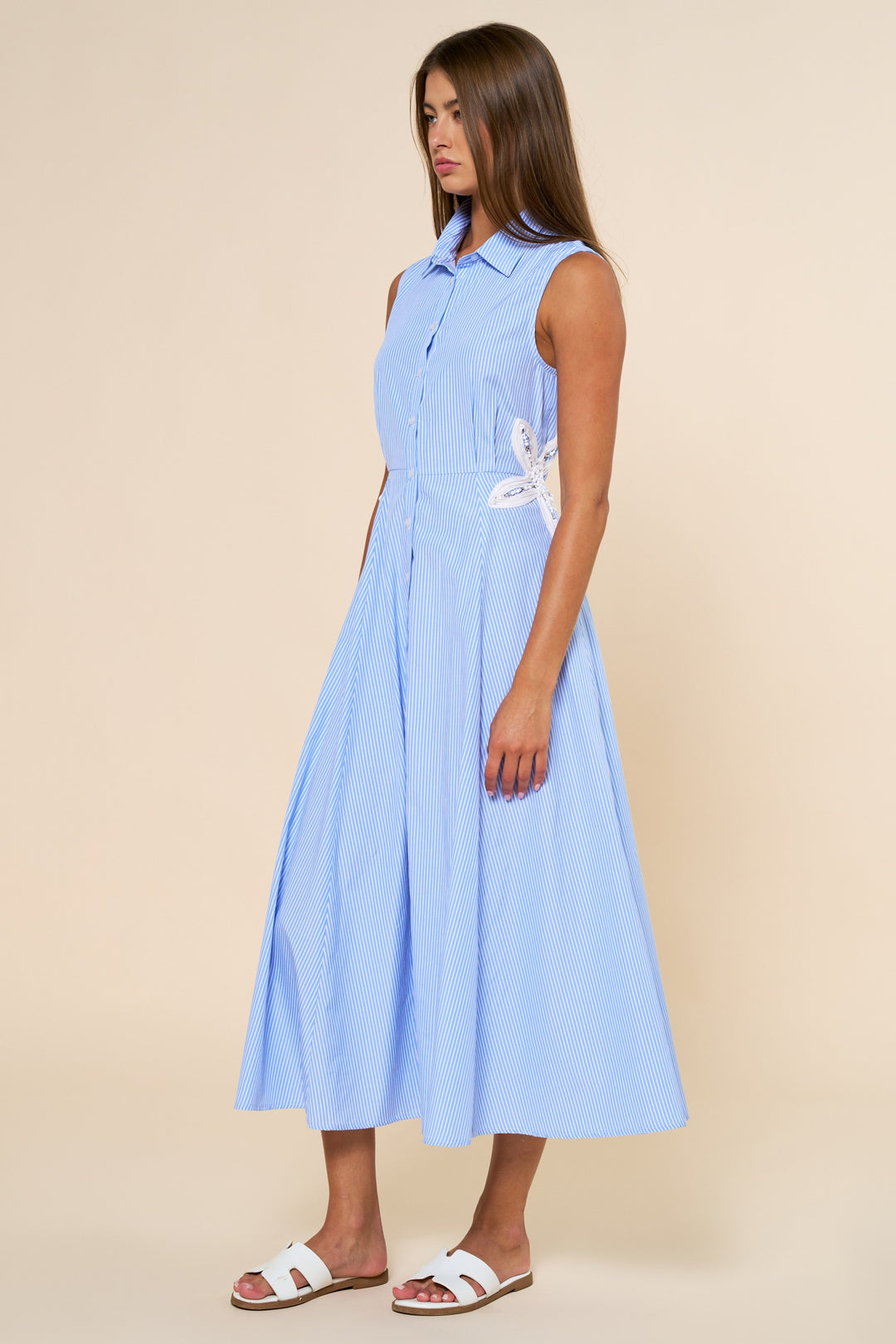 Flower Applique Midi Dress