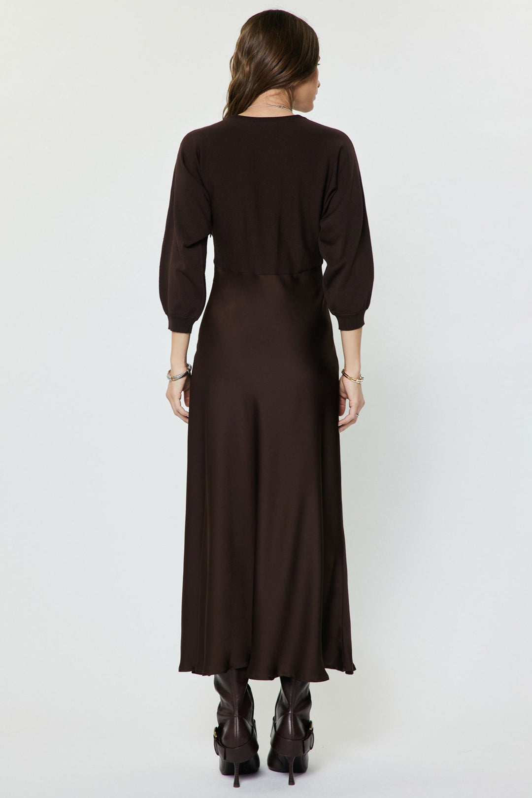 Verity Dress in Chocolate — back view