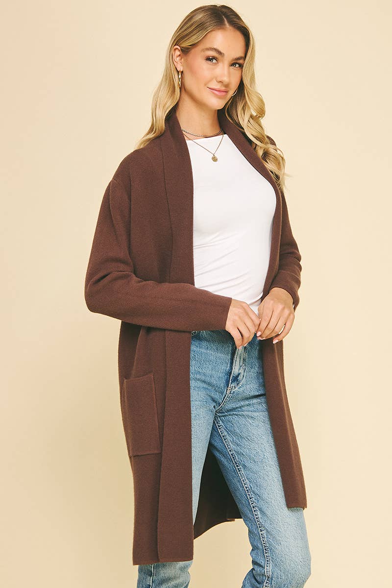Carolyn Cardigan in Espresso — pocket detail