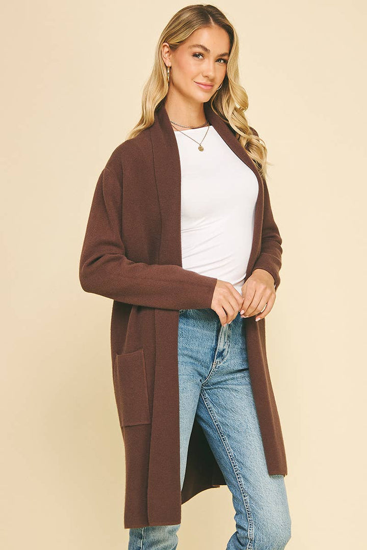 Carolyn Cardigan in Espresso — pocket detail