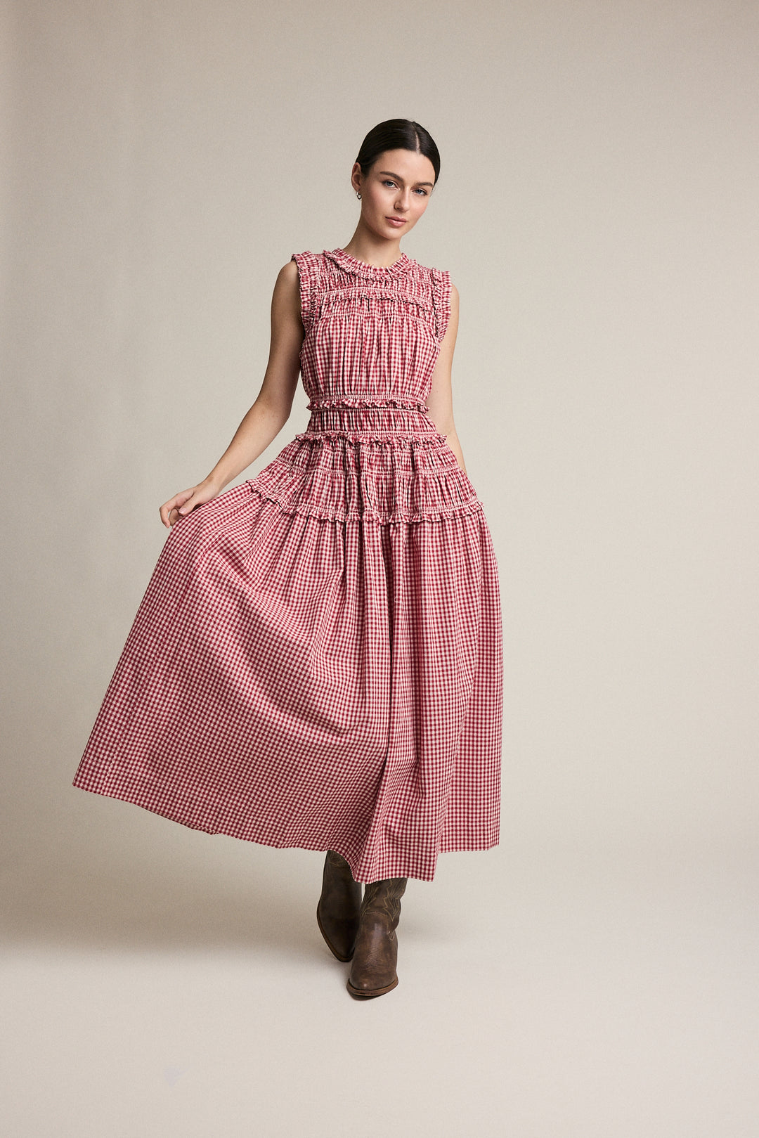 Red Gingham Drop Waist Dress