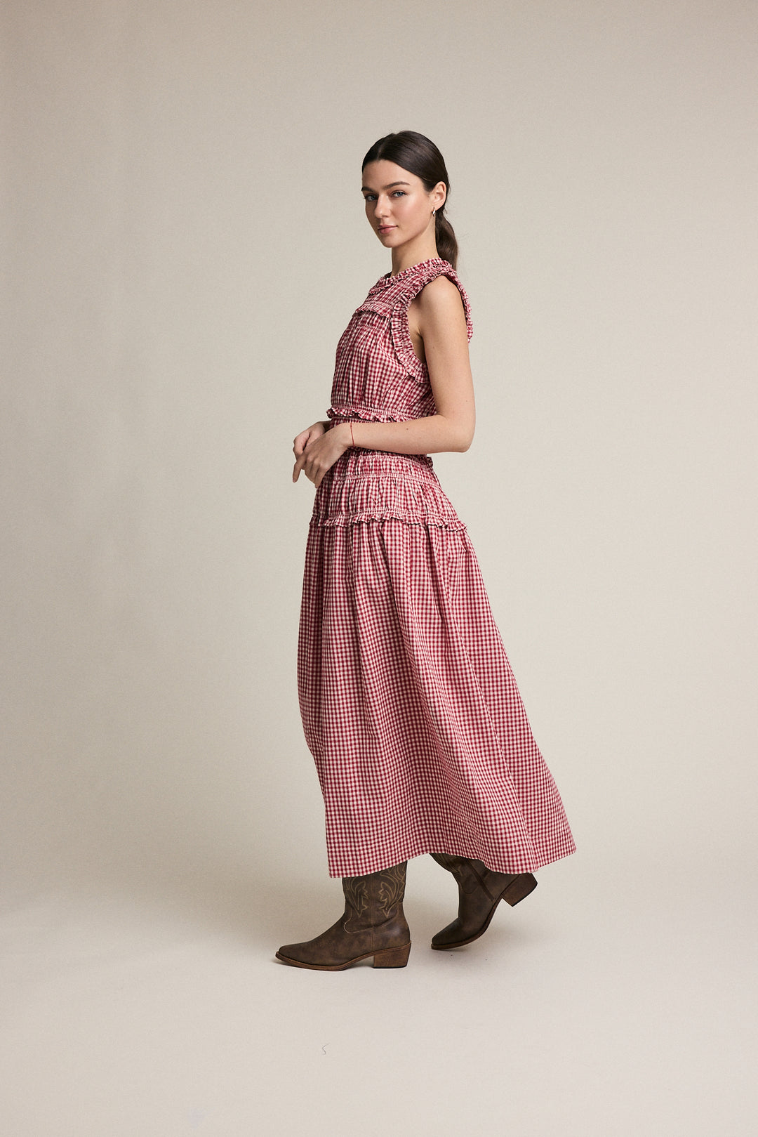 Red Gingham Drop Waist Dress