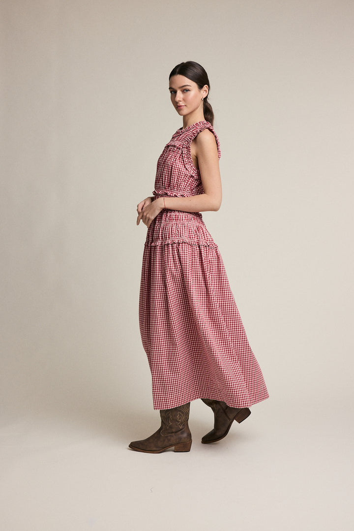 Red Gingham Drop Waist Dress