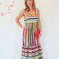 Color Stripes Sleeveless Maxi Dress