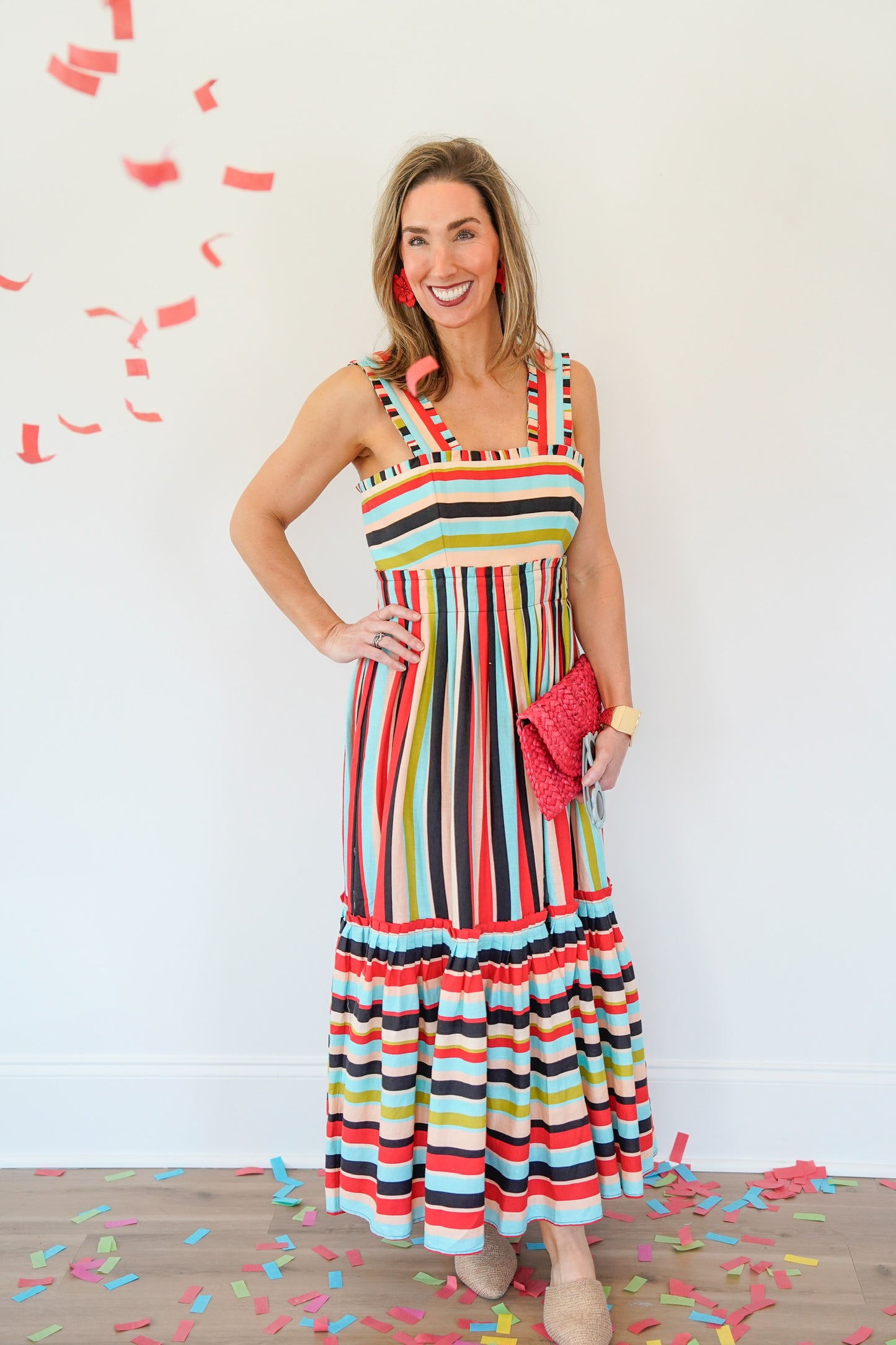 Color Stripes Sleeveless Maxi Dress