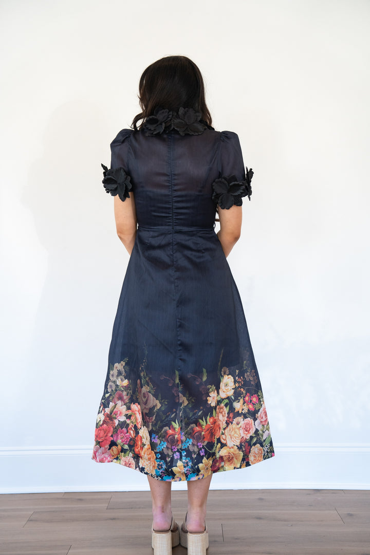 Floral High Neck Midi Dress