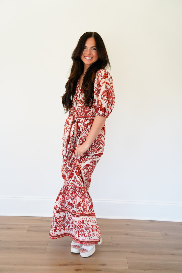 Off-White Tropical Cameo Belted Maxi Dress