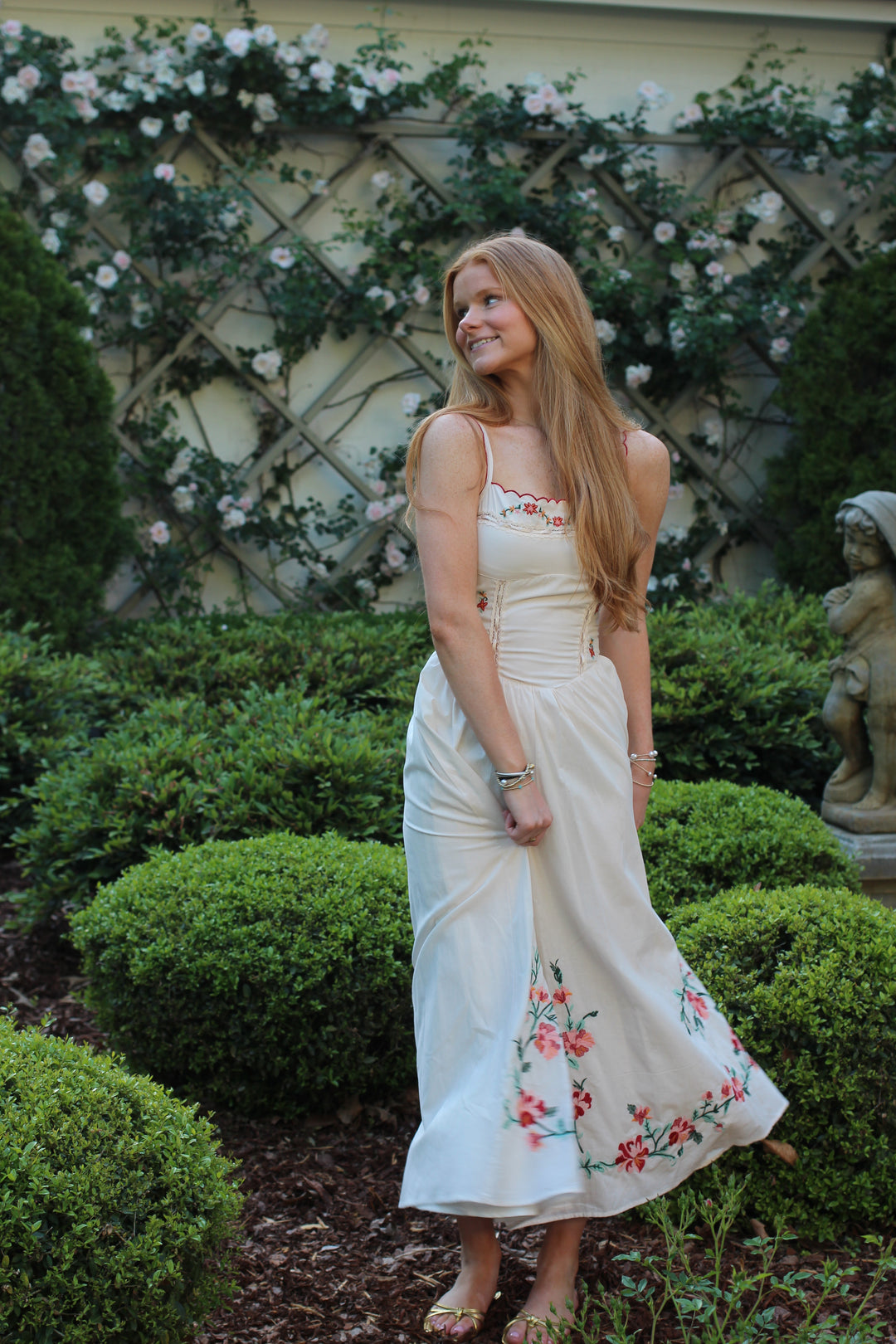 Flowered Vine Embroidered Dress