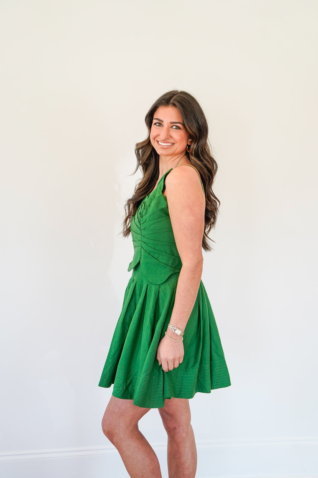 Green One Shoulder Lea Mini Dress