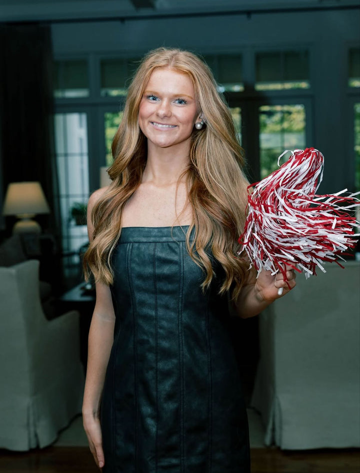 Coated Leather Midi Dress