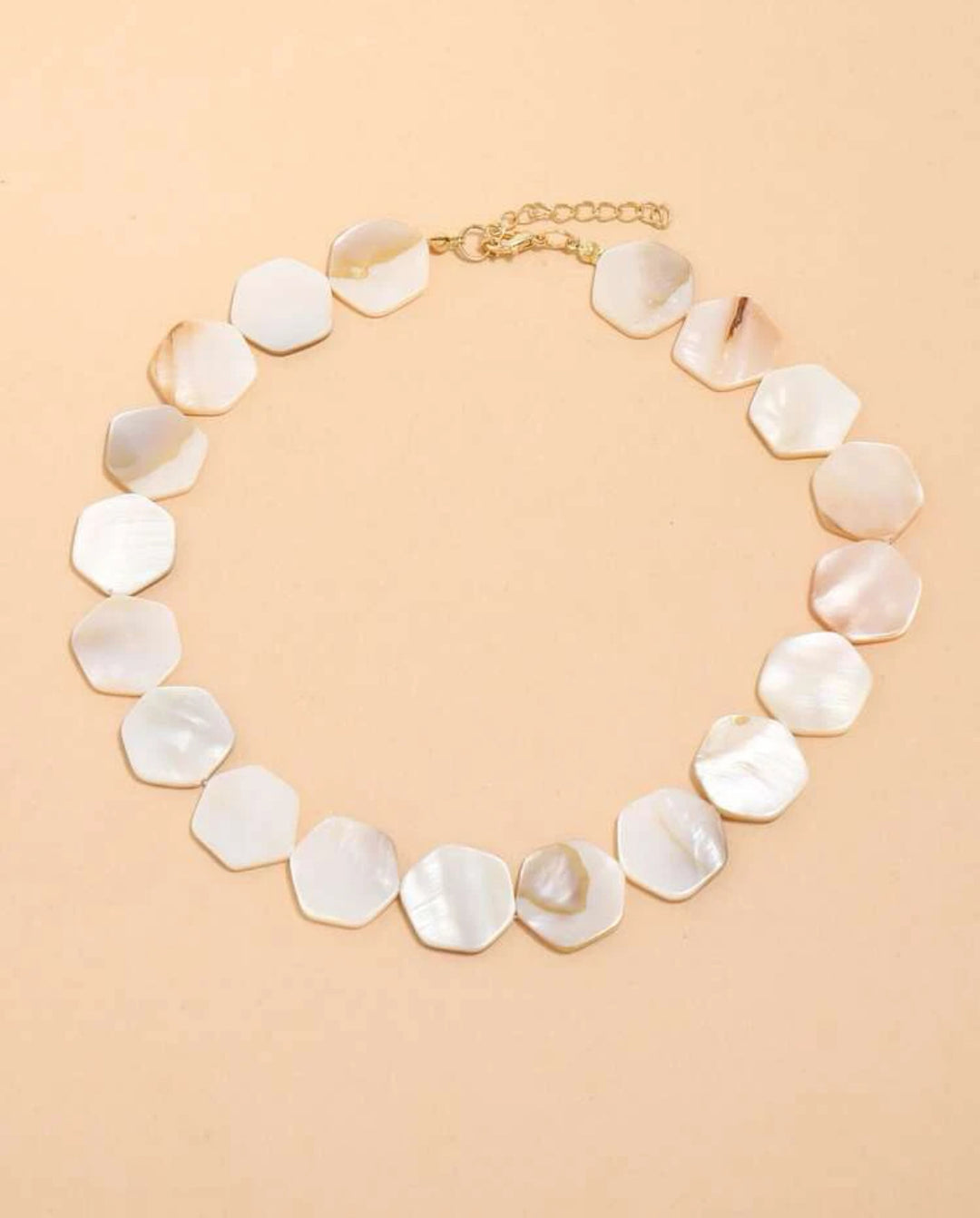 Hexagon Pearled Seashell Necklace