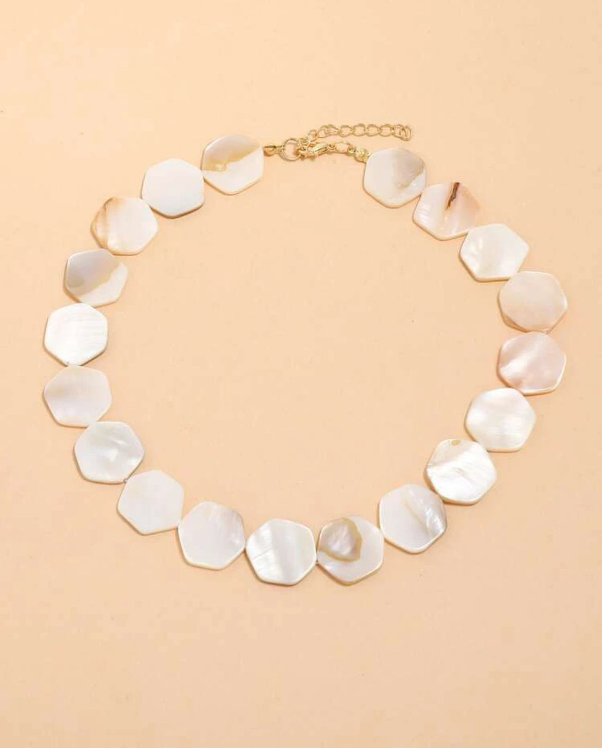 Hexagon Pearled Seashell Necklace