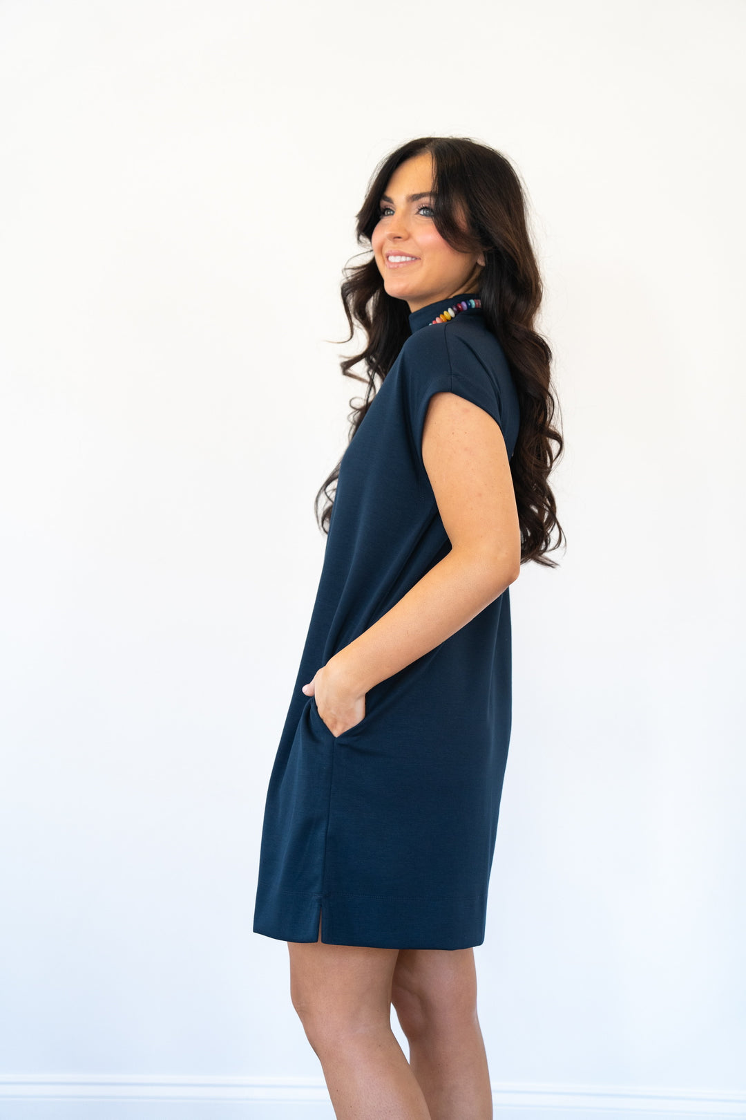 Mock Neck Throw On And Go Dress