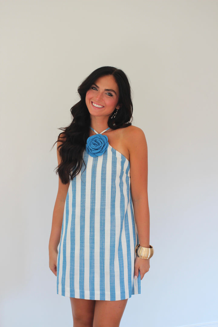 Coastal Stripe Halter Mini