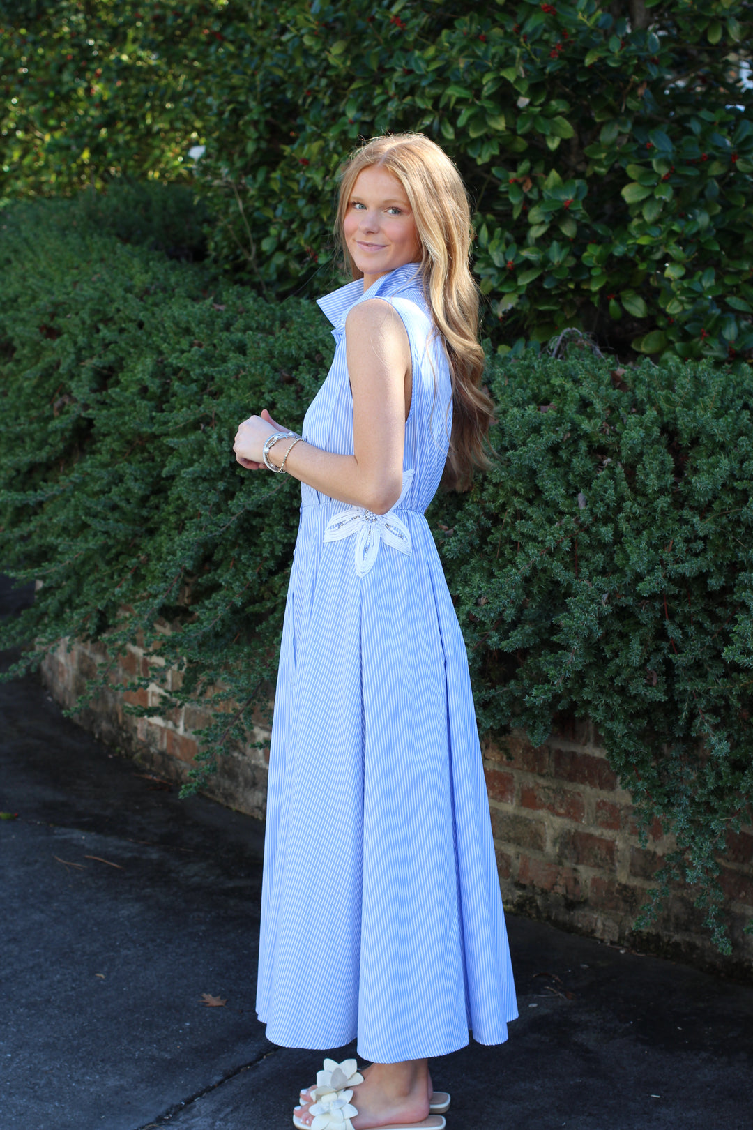 Flower Applique Midi Dress