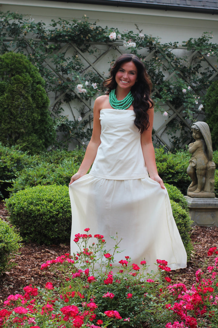 Drop Waist Strapless Dress