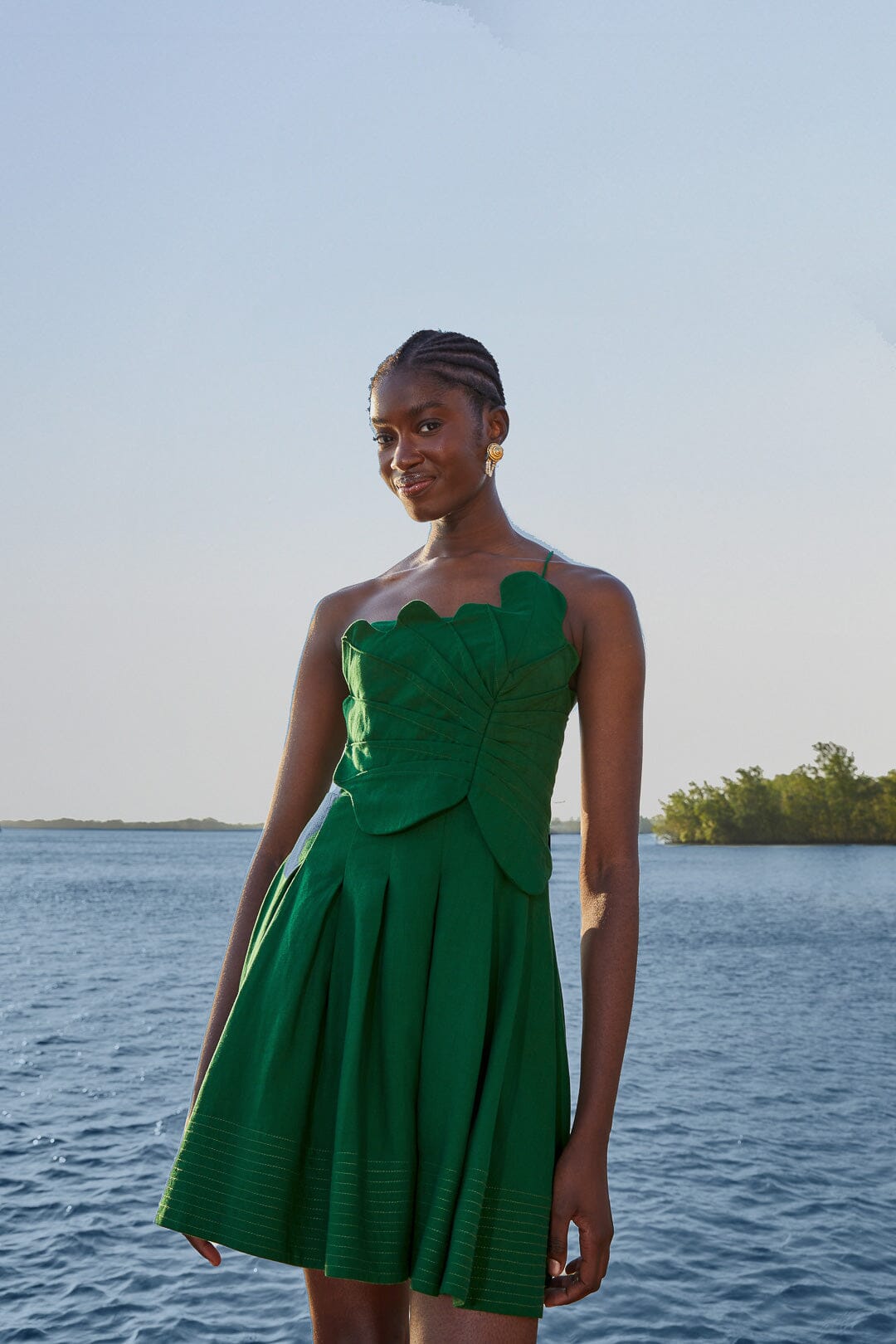 Green One Shoulder Lea Mini Dress Green One Shoulder Lea Mini Dress
