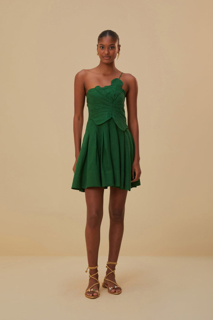 Green One Shoulder Lea Mini Dress